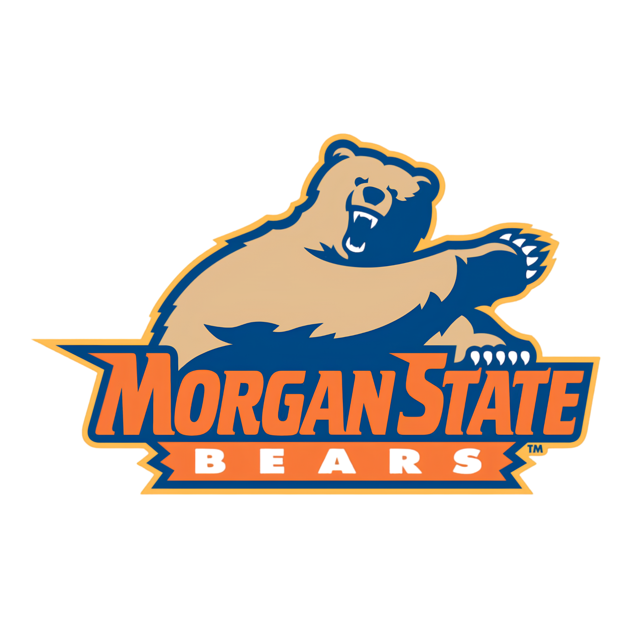 Mascot bear logo wearing sports gear with the words MORGAN STATE BEARS in orange and white text.