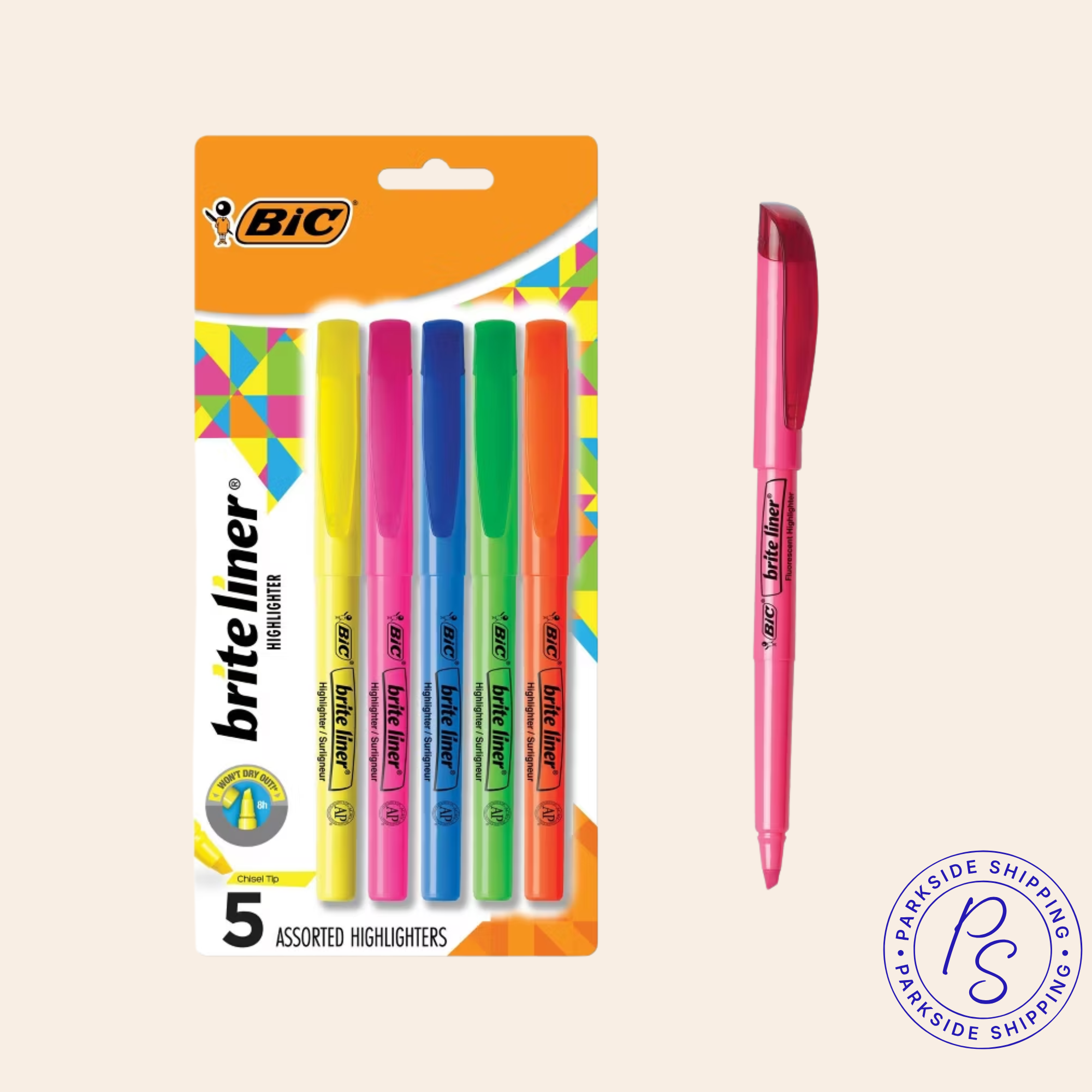 Bic Briteliner Highlighter - 5 Pack
