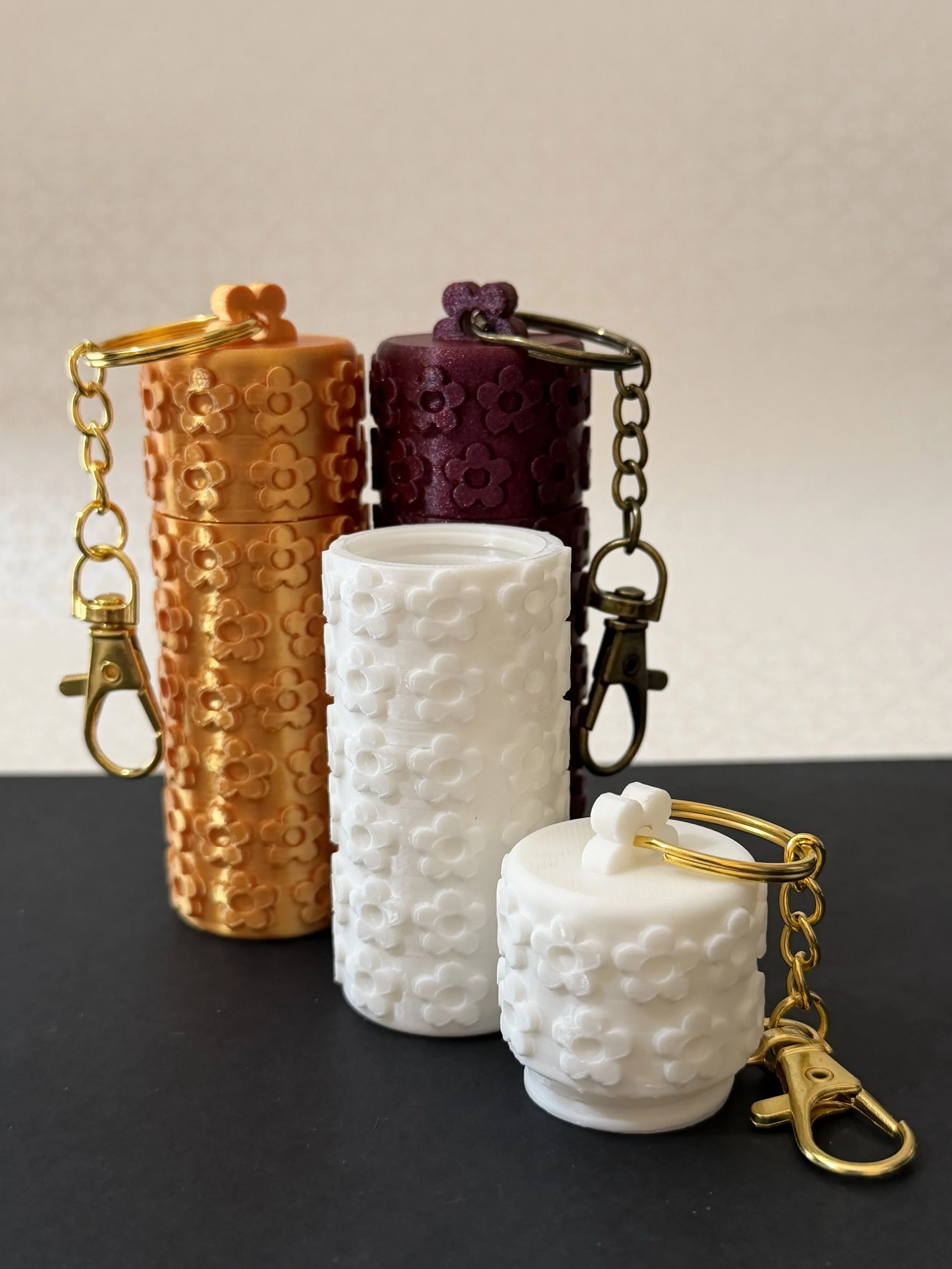 Lip Balm Container Keychain (With Flowers)