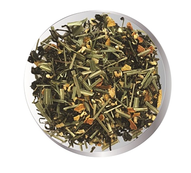A bowl filled with dried herbs used in slimming tea.