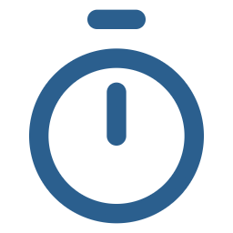 Icon of a stopwatch or timer with a circular shape and a small raised handle on top.