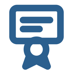 Icon of a certificate or award with a ribbon.