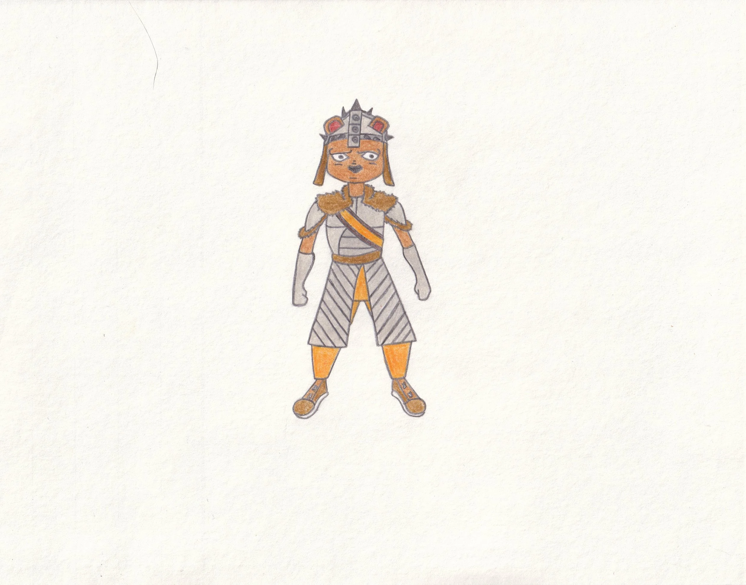 Bear Barbarian Child, 2025, Colored Pencils on Paper - 8.5 x 11 in