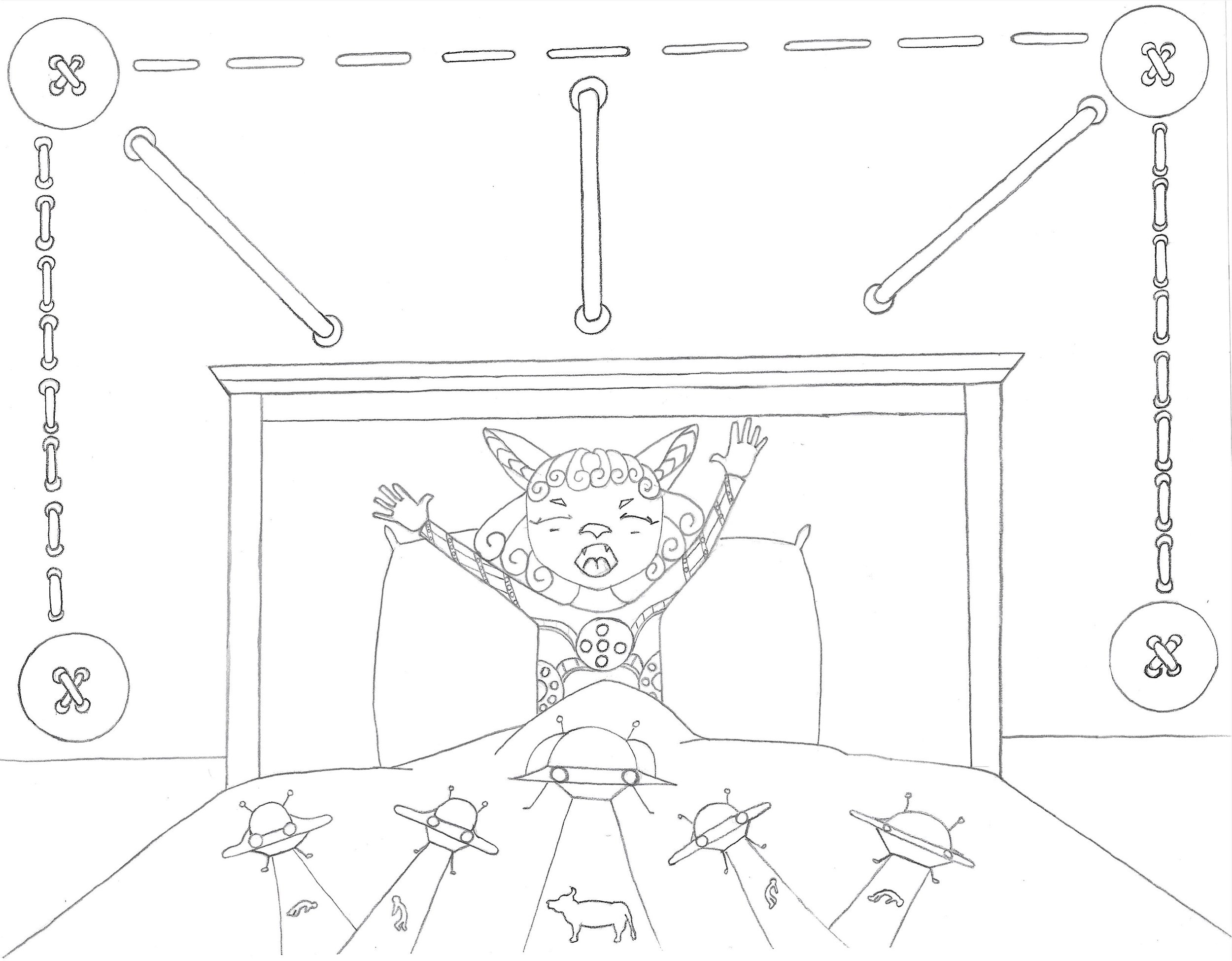 Darla Curly Wake up from Bed, 2025, Graphite Pencil on Paper - 8.5 x 11 in