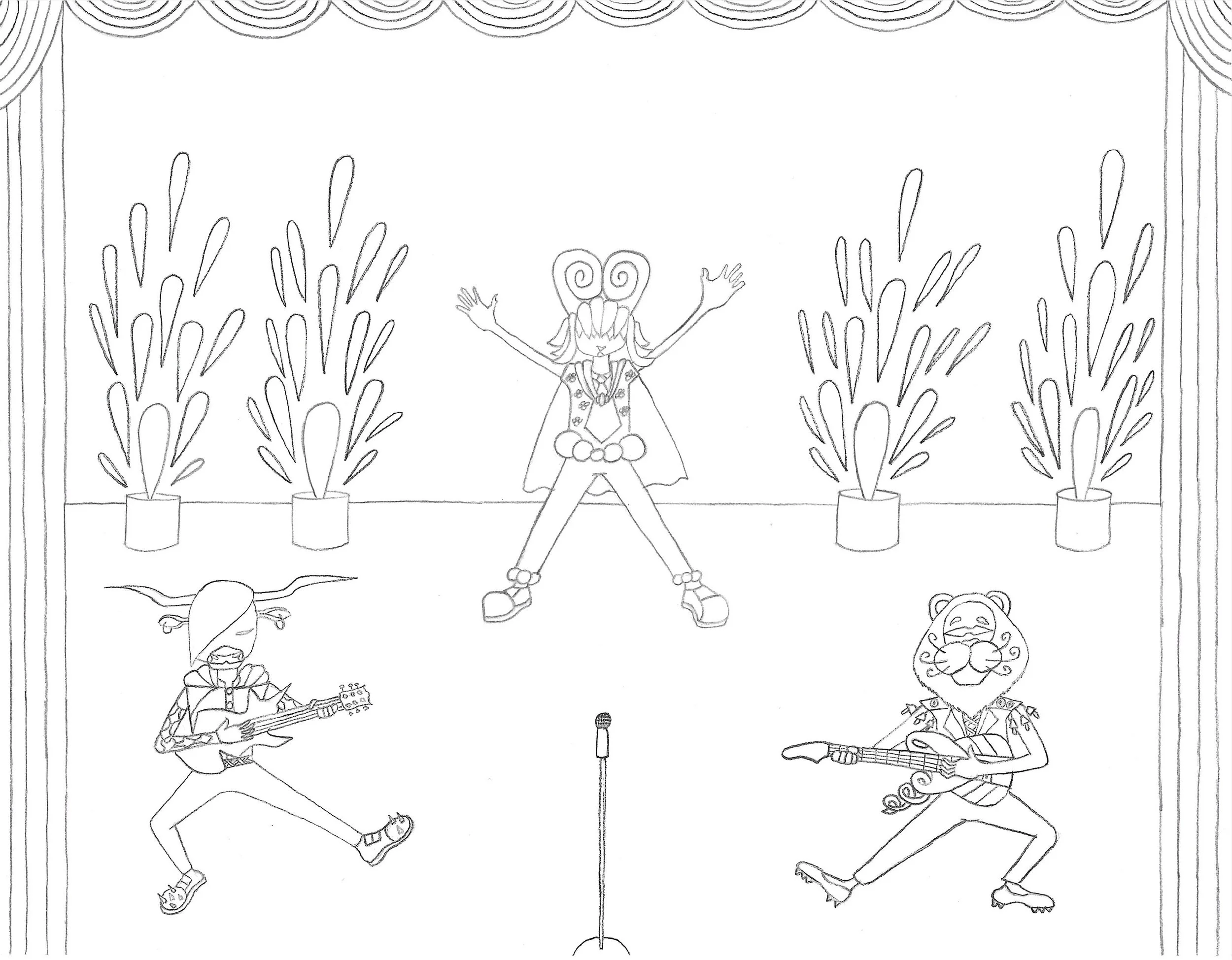 Billaay Goat Band Entrance, 2026, Graphite Pencil on Paper - 8.5 x 11 in