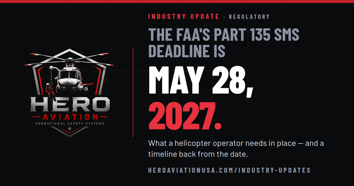 The FAA's Part 135 SMS Deadline Is May 28, 2027 — What Helicopter Operators Need in Place