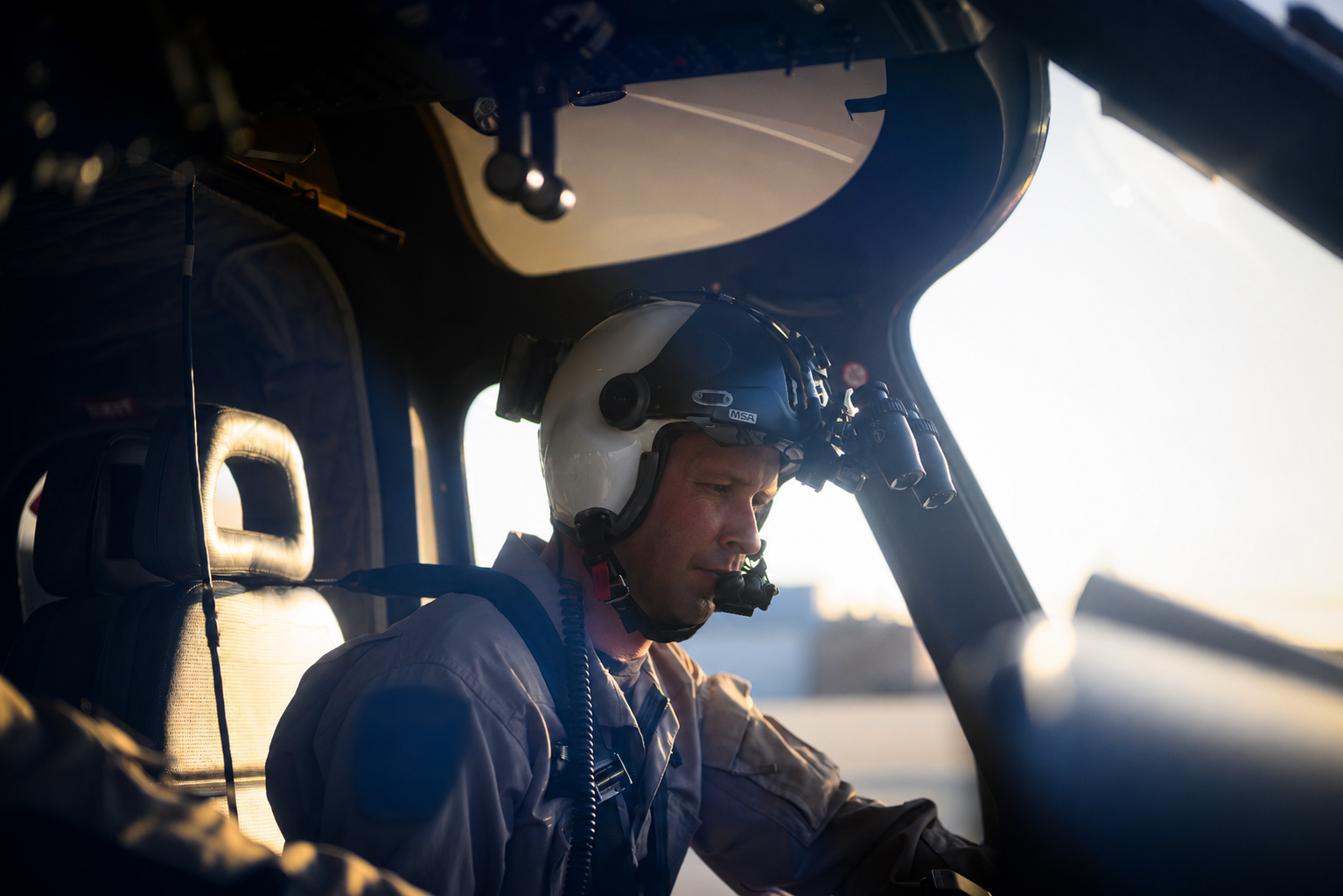 AW139 prestart checks in the cockpit