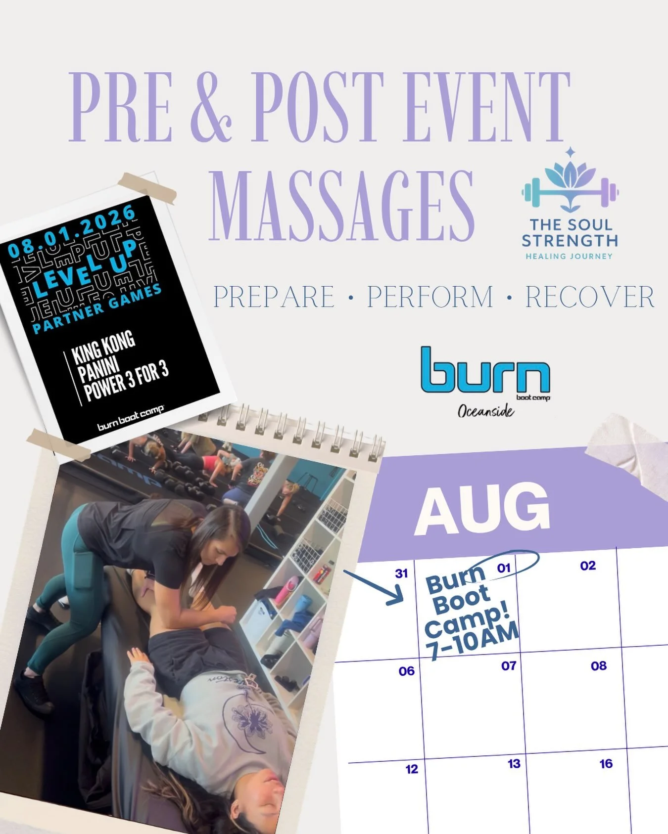 Community looks different every weekend&mdash;and we love being part of it 💙

This Saturday, @the.estrella.panacea and I are heading to Level Up Games @burnoceansideca to provide pre- and post-event sports massages.

Whether it&rsquo;s preparing bef