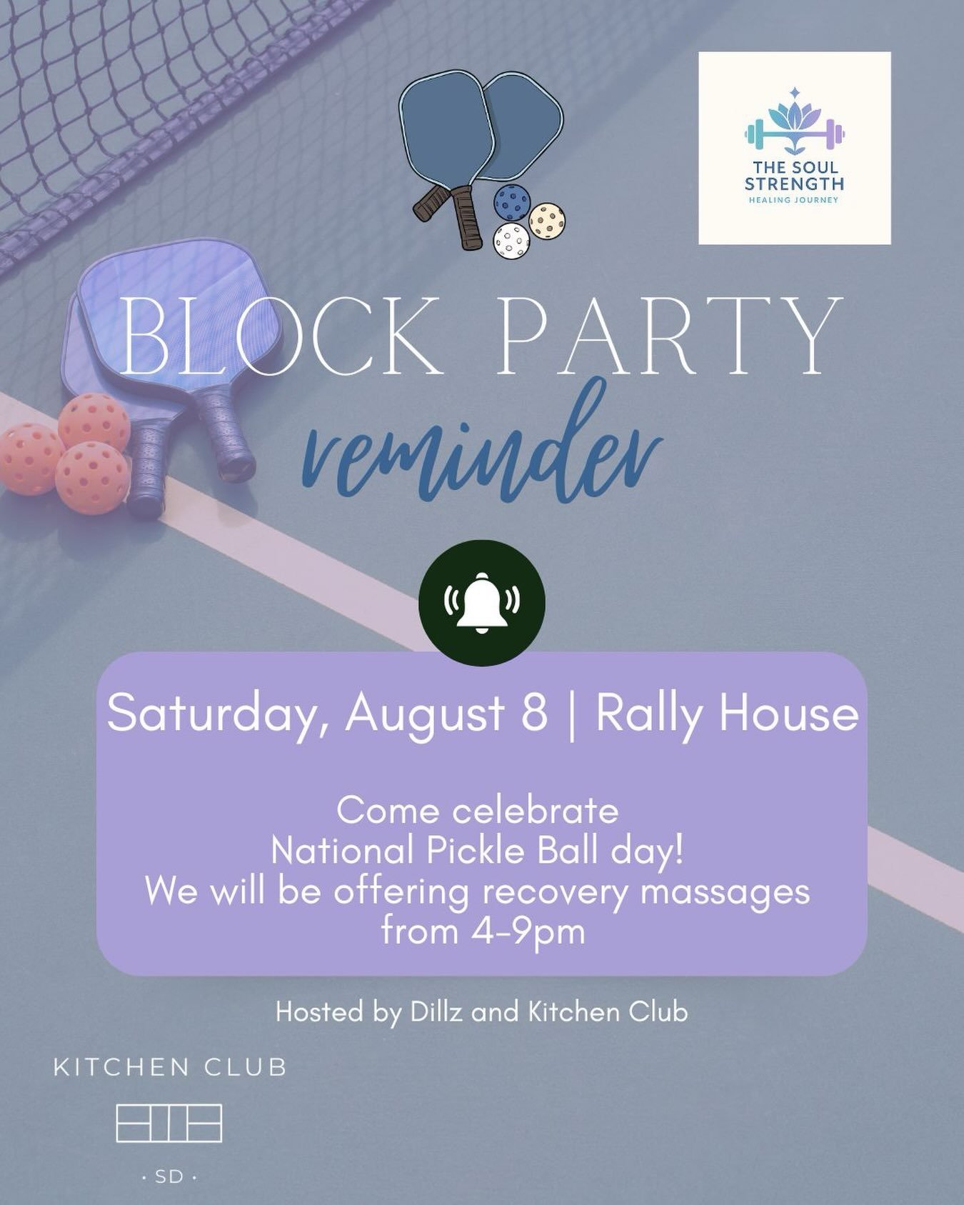🏓 Pickle. Recover. Repeat.

Celebrate National Pickleball Day with us this Saturday! We&rsquo;ll be providing recovery massages from 4&ndash;9pm at the Block Party @rallyhousepbc hosted by @kitchenclubsd and @shopdillz .

Whether you&rsquo;re chasin