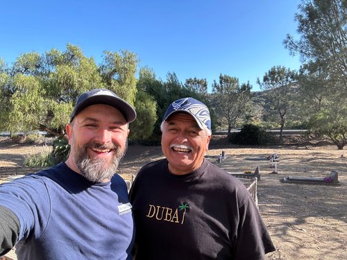 James Daniels and Michael Beltran at St. Thérèse of Carmel Cemetery