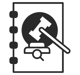 Icon of a microscope on a notebook page, representing scientific research or microscopy.