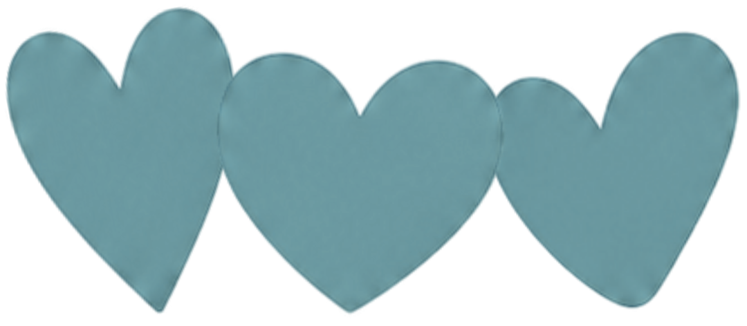Three blue paper hearts connected in a row.