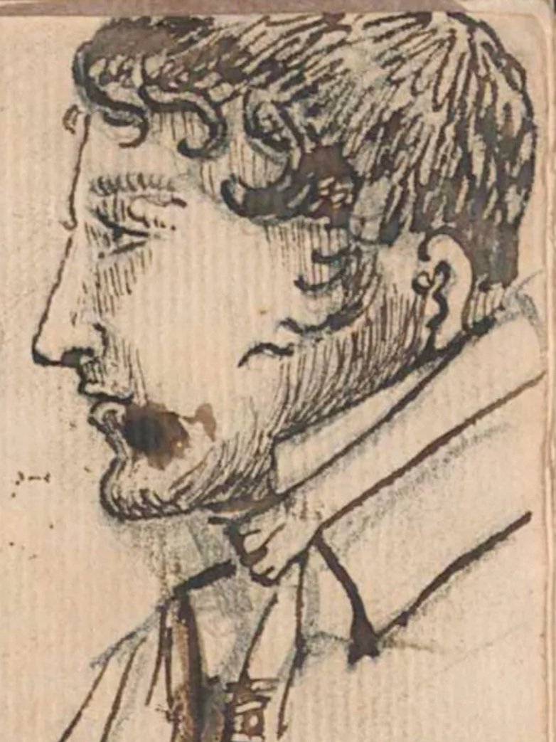 Self portrait of Sir William Gell, Notebook 4, GELL/4534.c. Source: British School at Athens Digital Collections.
