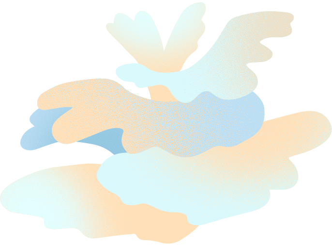 Illustration of a layered orange and blue coral