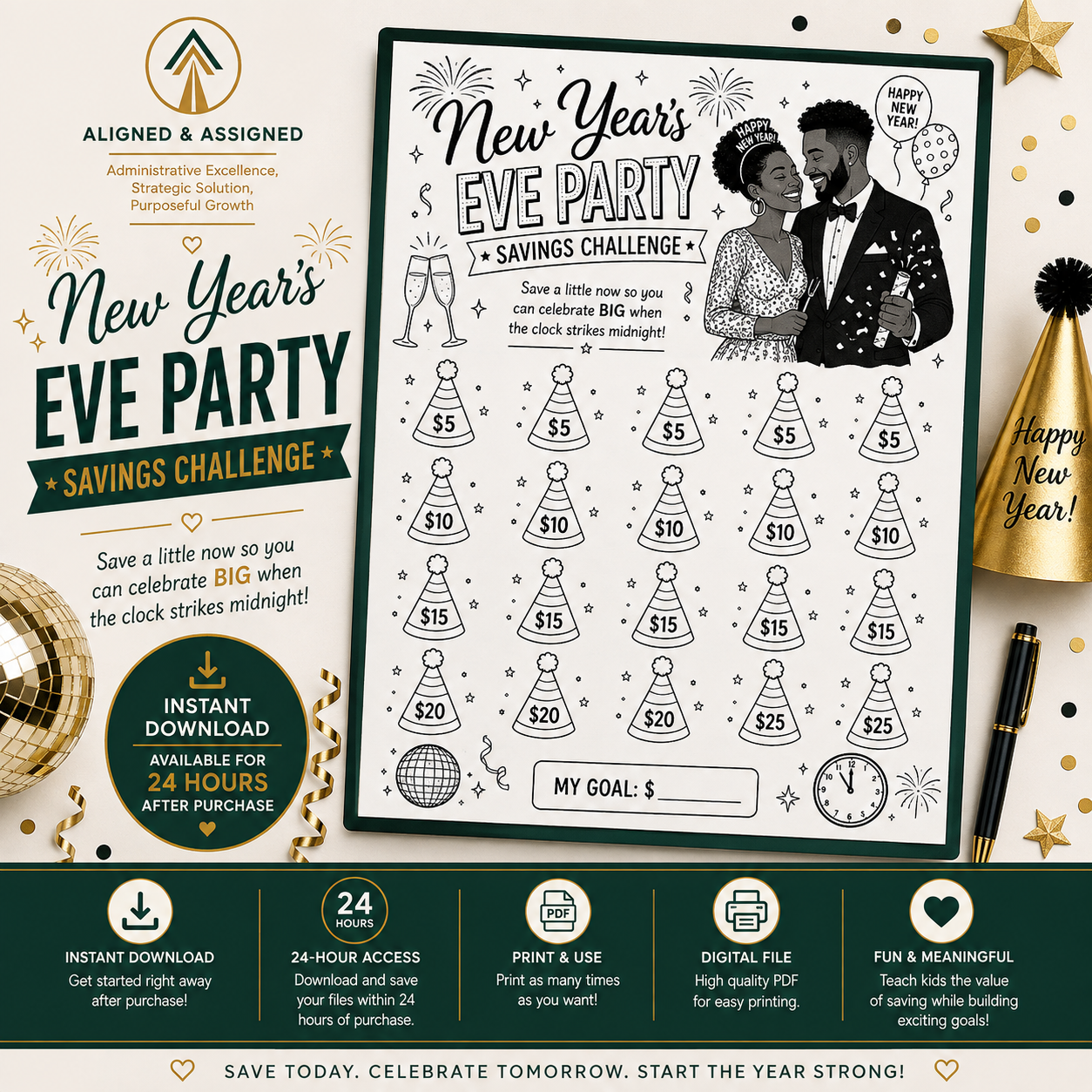 New Year's Eve-Party-Savings Challenge