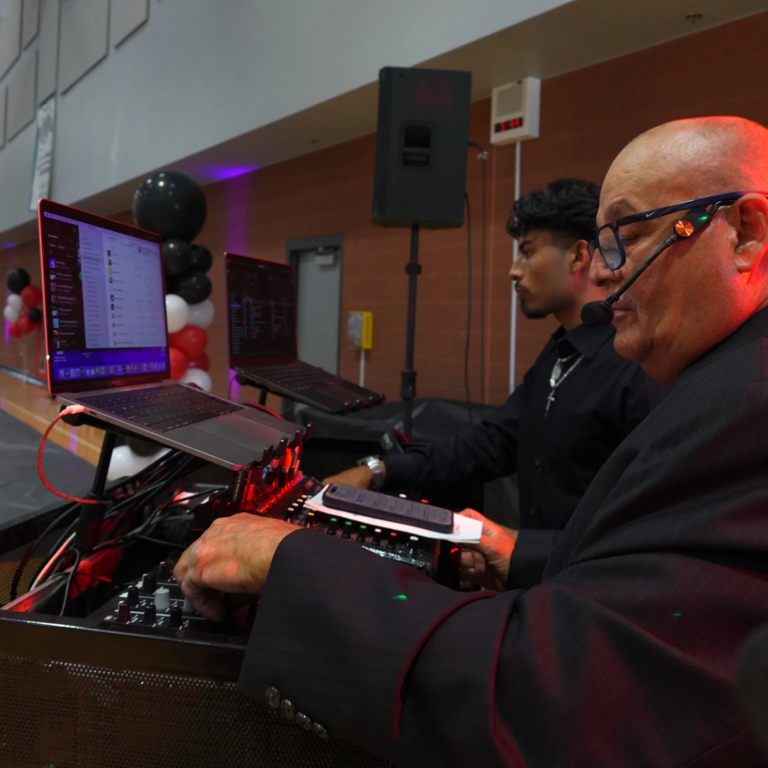 DjRon and DjAnt doing an event for a college.