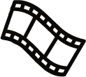 A partially obscured filmstrip icon on a black background