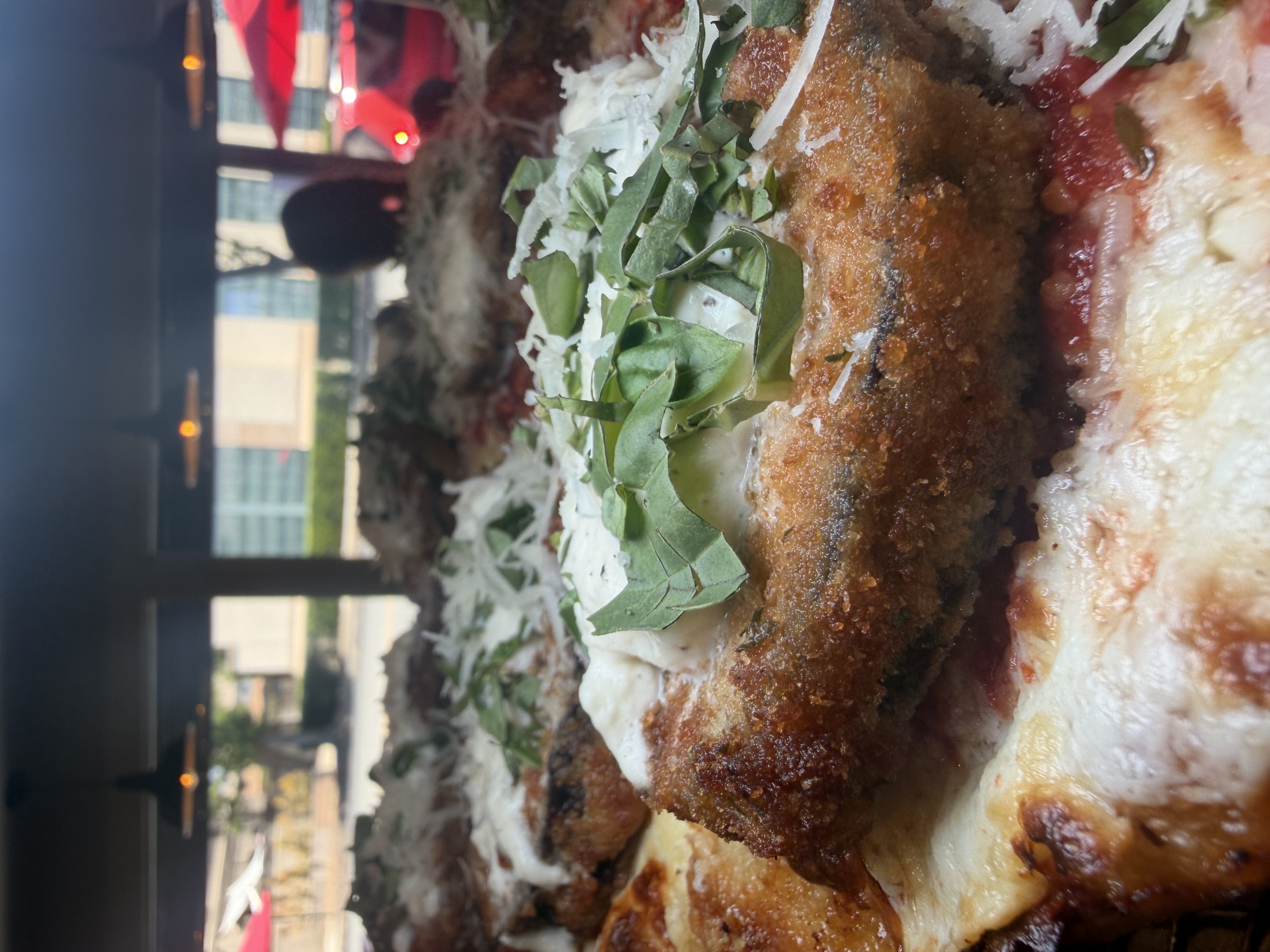 Breaded Eggplant Burrata Square Slice