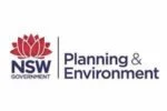 NSW Government Planning & Environment logo with a red floral emblem and blue text.