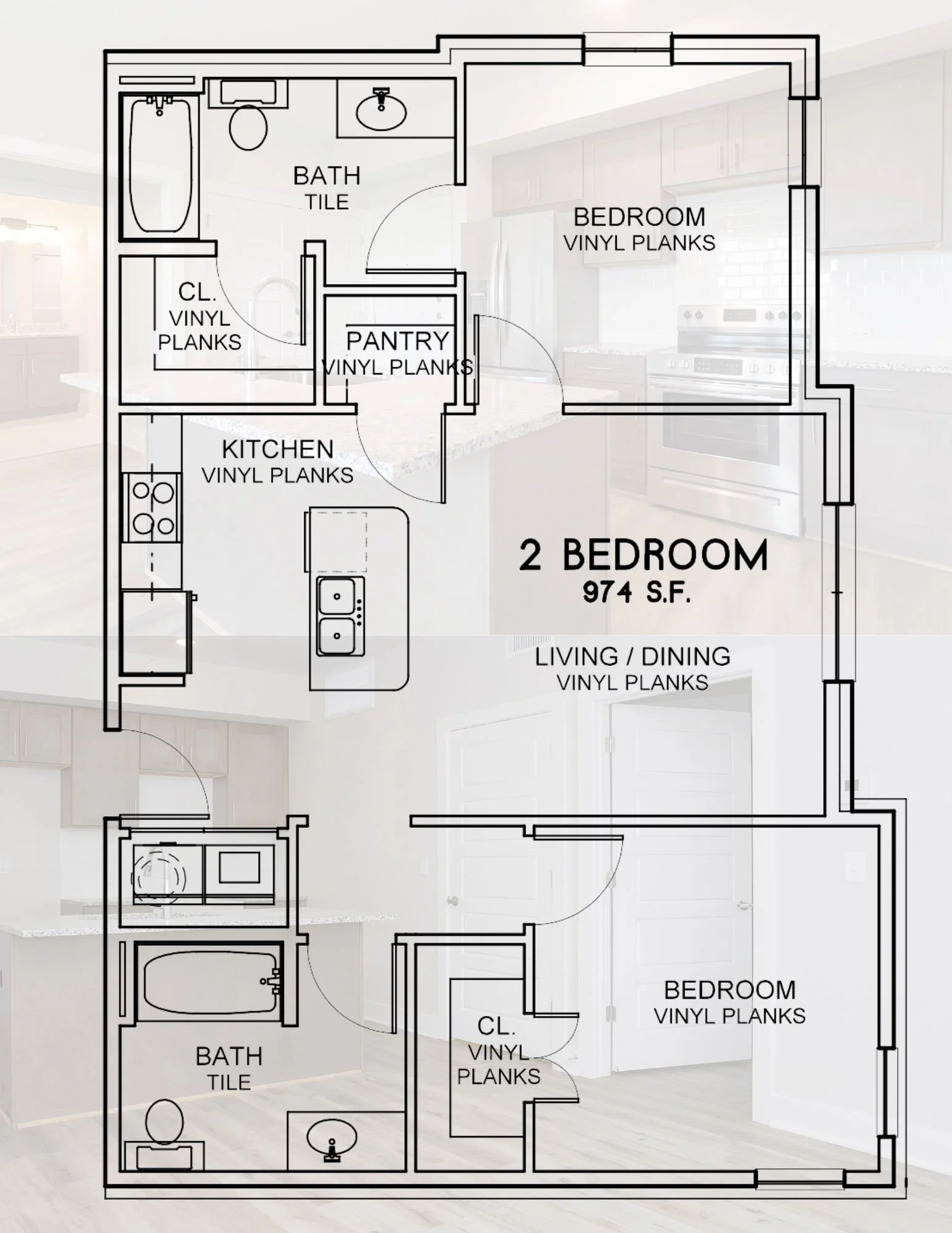 Park Place Apartments floor plan example, Ponder, TX