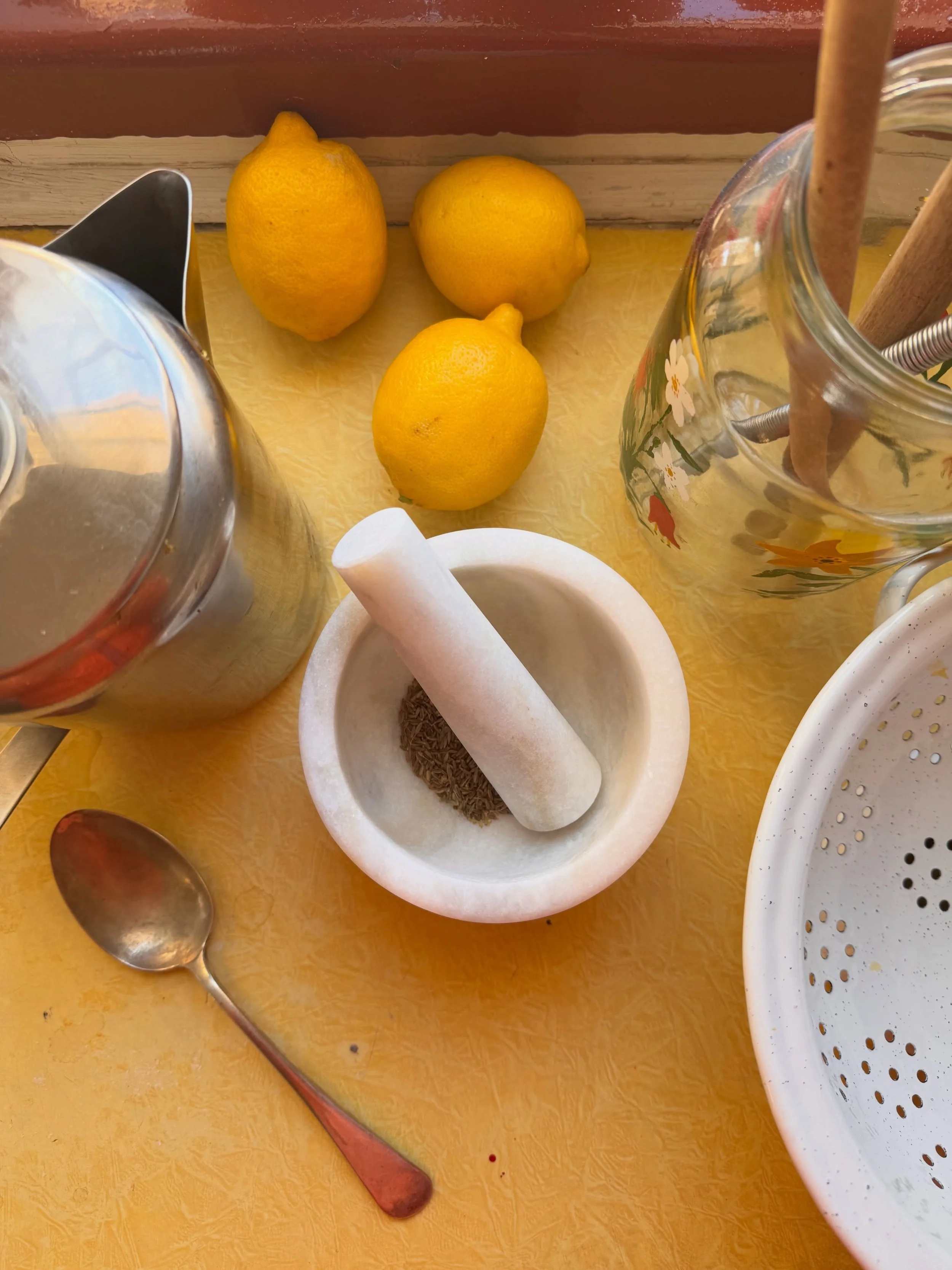 Solid Namibian marble mortar &amp; pestle. Made in Karibib.  Inspired by Kalahari and Karoo farmhouses. Available at @trendhaus_swakopmund or via DM. Each piece is unique, made from marble offcuts, some texture or colour may vary slightly.