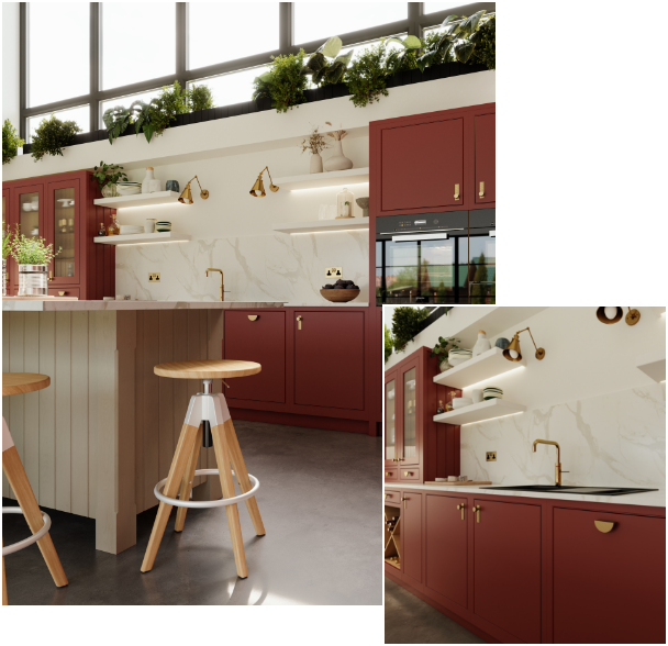 A fitted kitchen display in the finished showroom