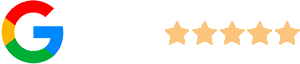 Logo de Google avec cinq étoiles dorées superposées