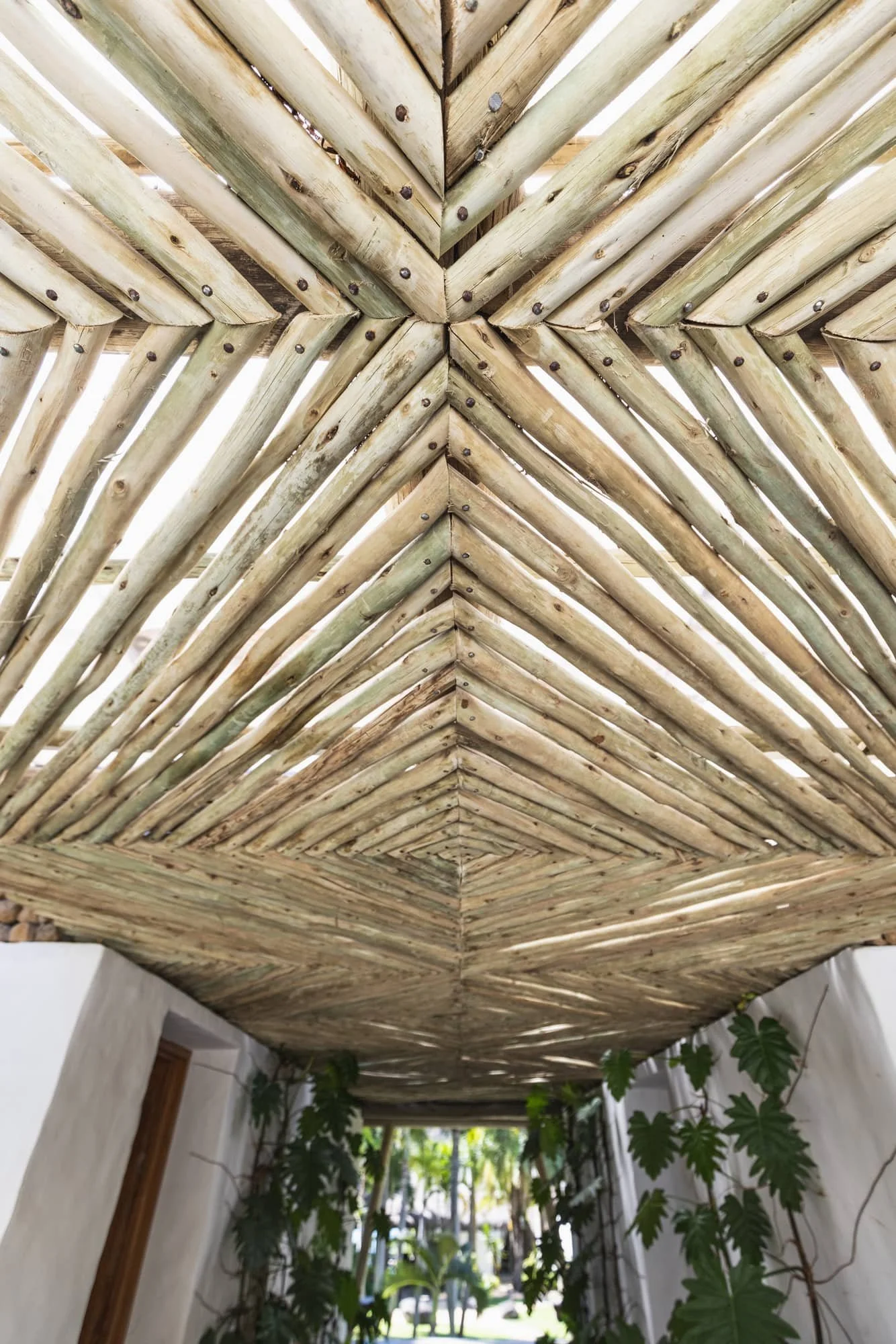 Muse Villa — geometric timber ceiling and craftsmanship detail.