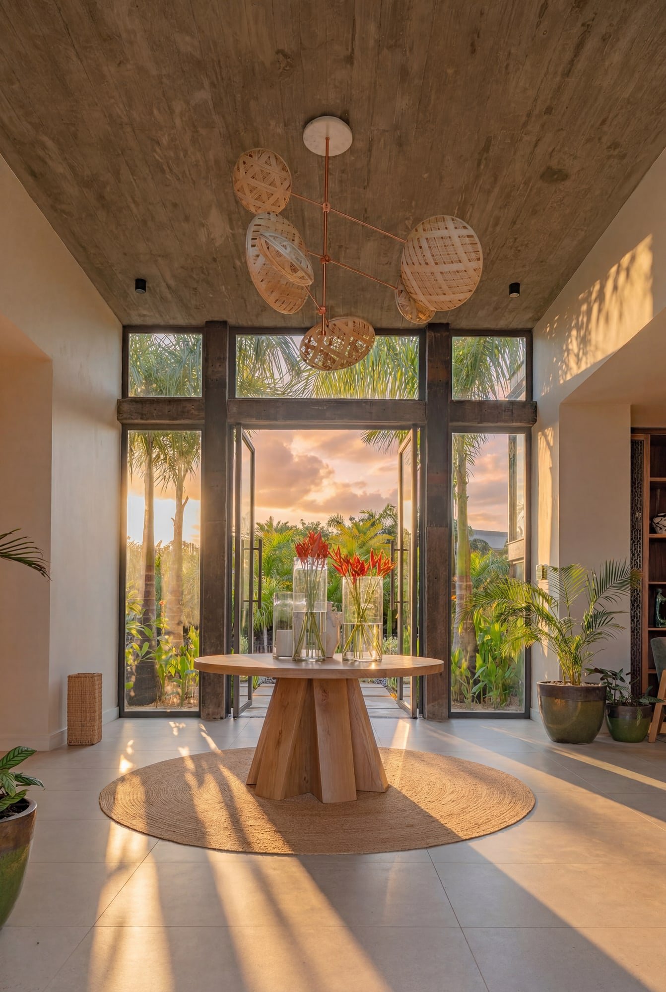 Villa Anahita H15 — double-height entrance with full-height glazing.