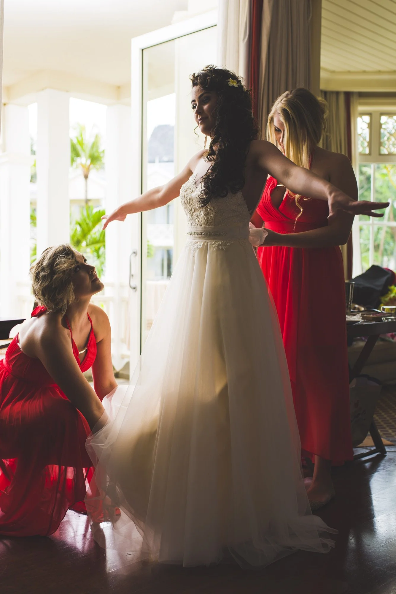 Wedding portrait of Sunette and André in Mauritius.