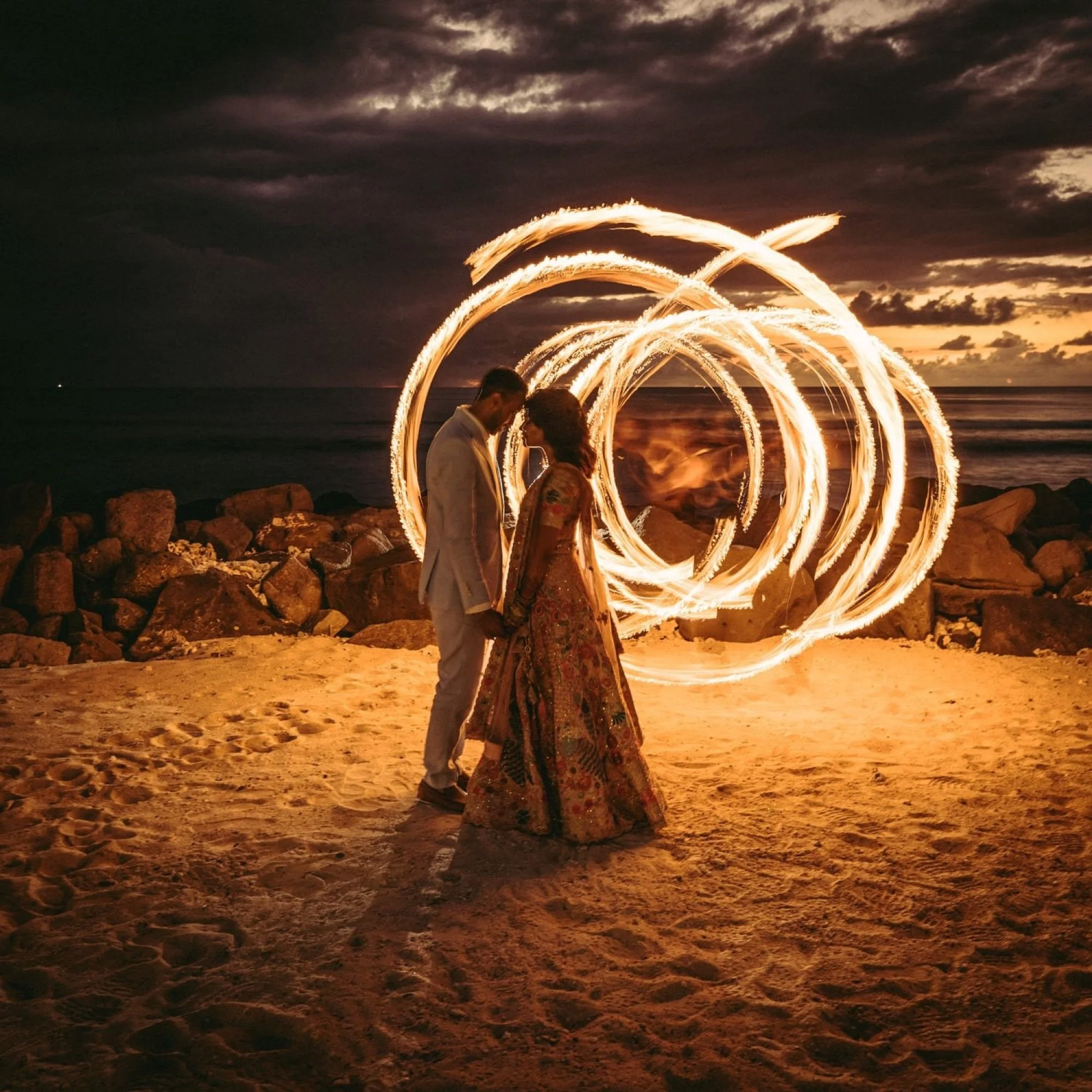 Wedding portrait of Pari and Shashi in Mauritius.