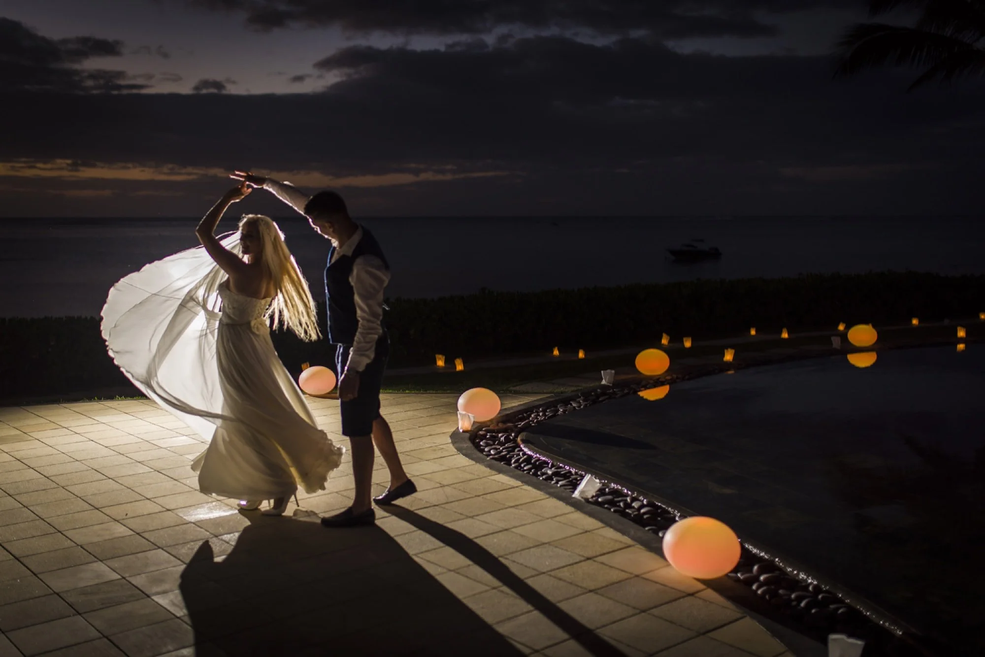 Celebration moment from Gabija and Audrius’s wedding in Mauritius.