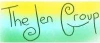 Handwritten text reading 'The Jen Group' on a colorful background.