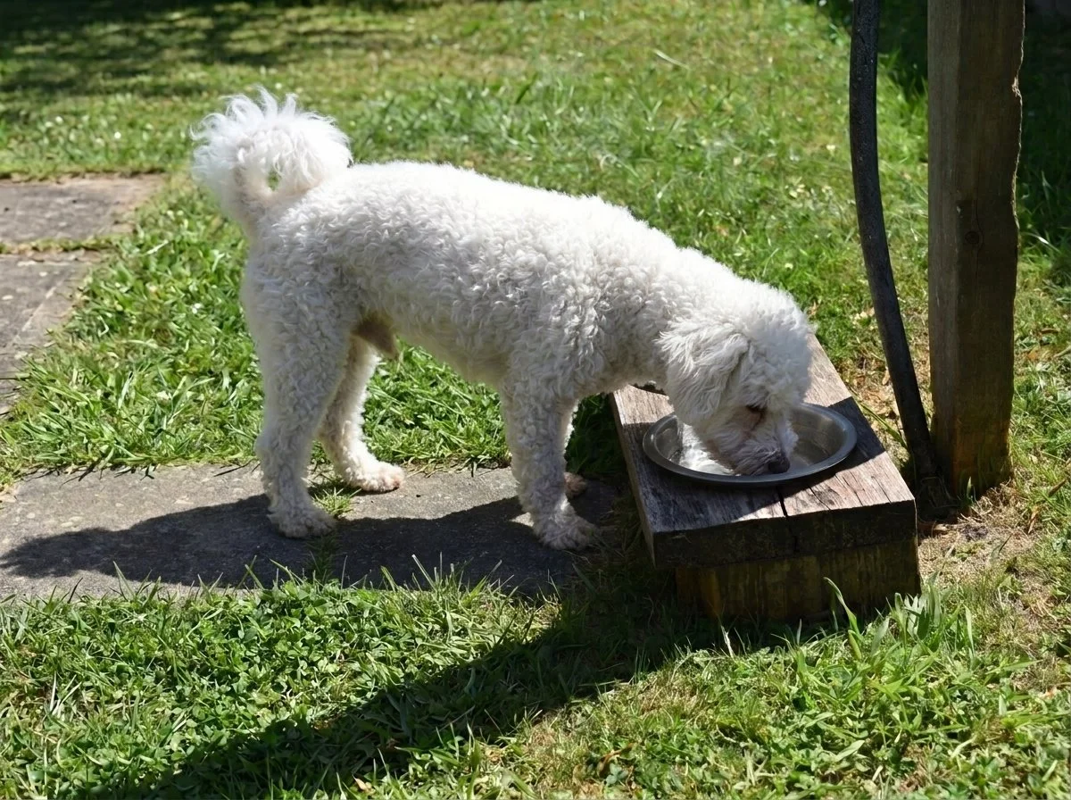 Dog drinking at the Brewery Tap