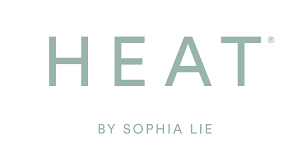 Logo for 'HEAT' by Sophia Lie with text in light green