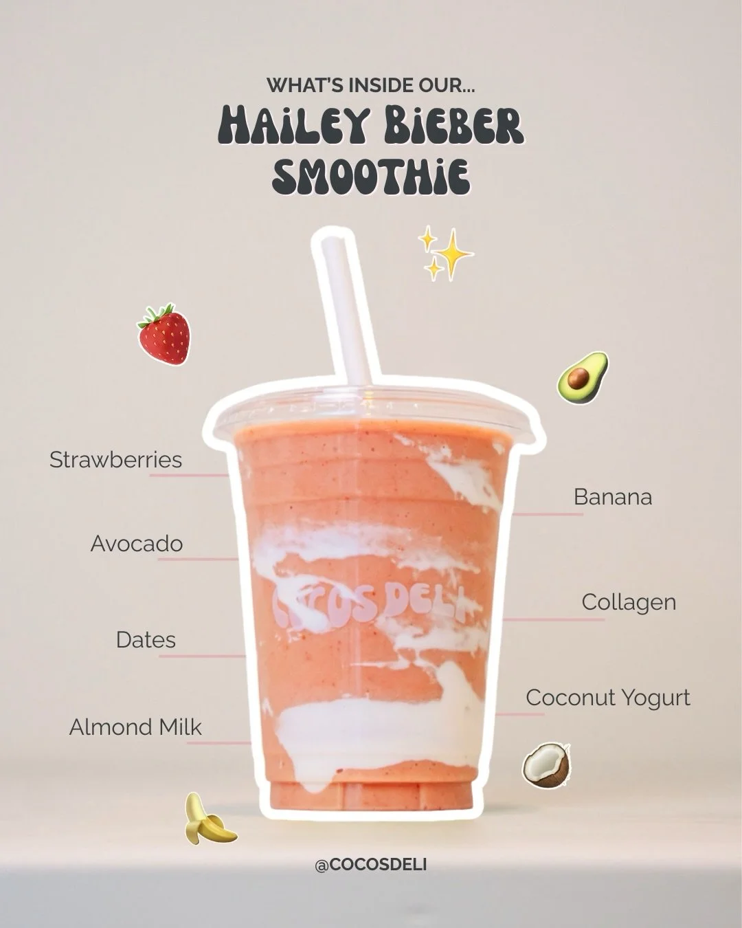 If the &ldquo;IT girl&rdquo; was a smoothie ✨🍓

First up in our &ldquo;What&rsquo;s Inside Our Smoothies&rdquo; series is the Hailey Bieber Smoothie!

Most loved and popular for a good reason, this smoothie is packed with healthy fats, natural energ