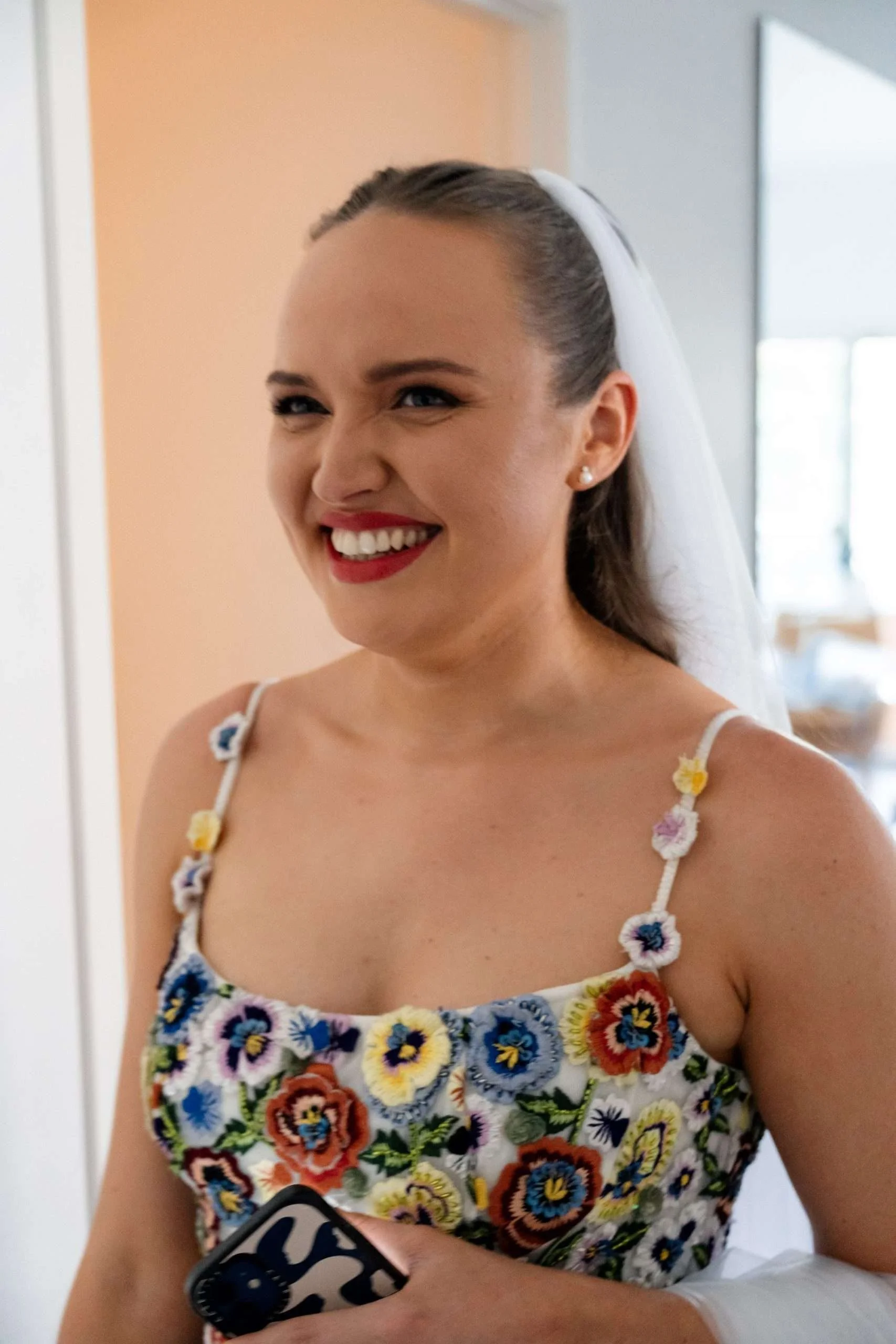 bride Charlotte look straight ahead