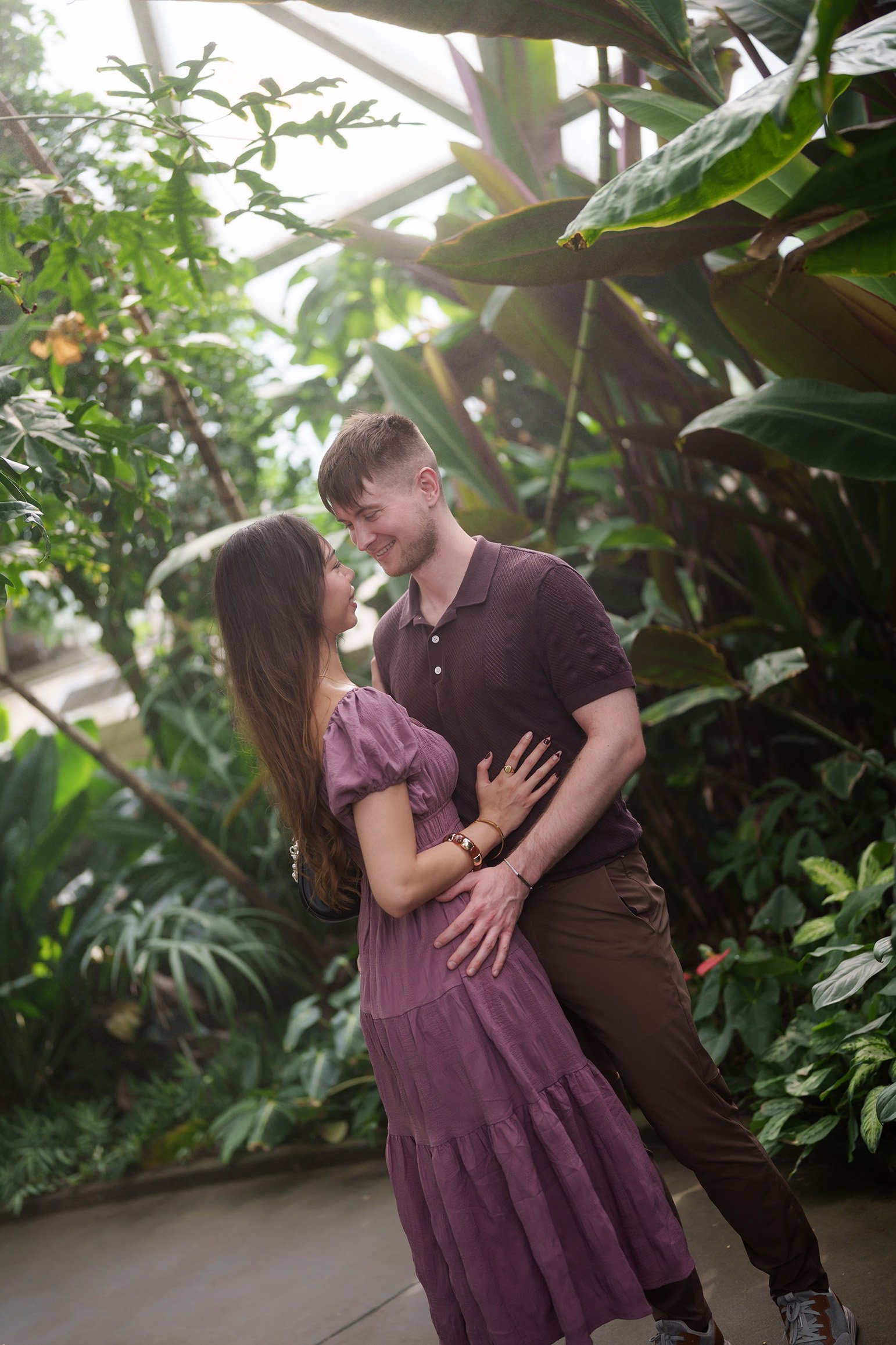 They stood face to face, very close, gazing into each other’s eyes, as mist from the Tropical Dome at Mt Coot-tha Botanic Gardens swirled above them.