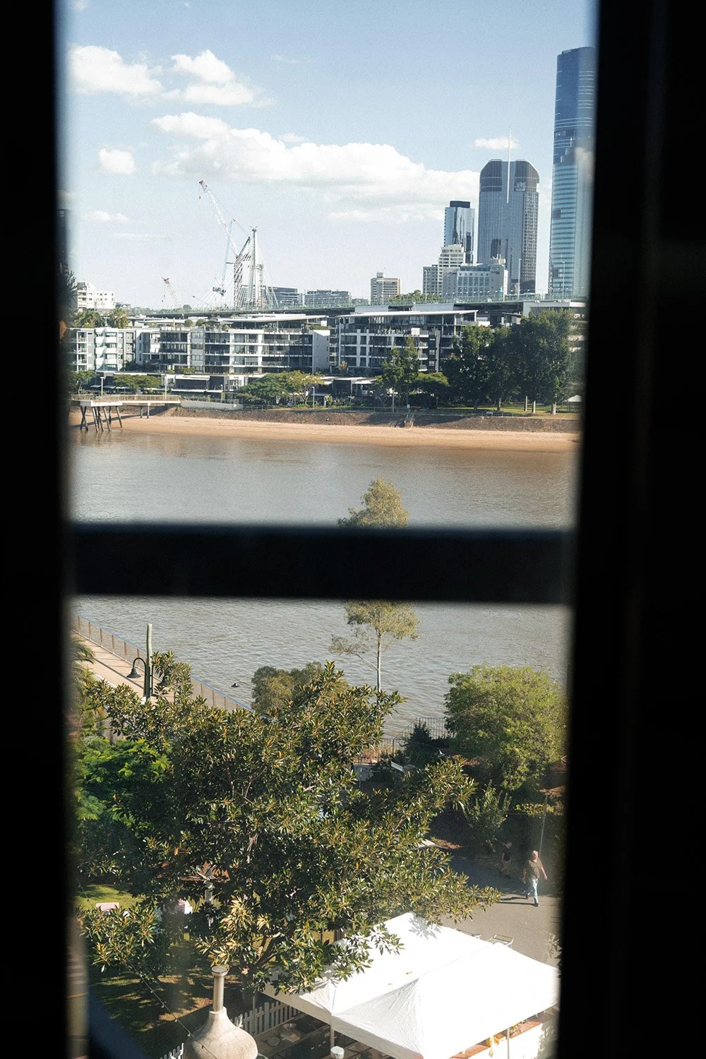 from the elevator to see the Brisbane river