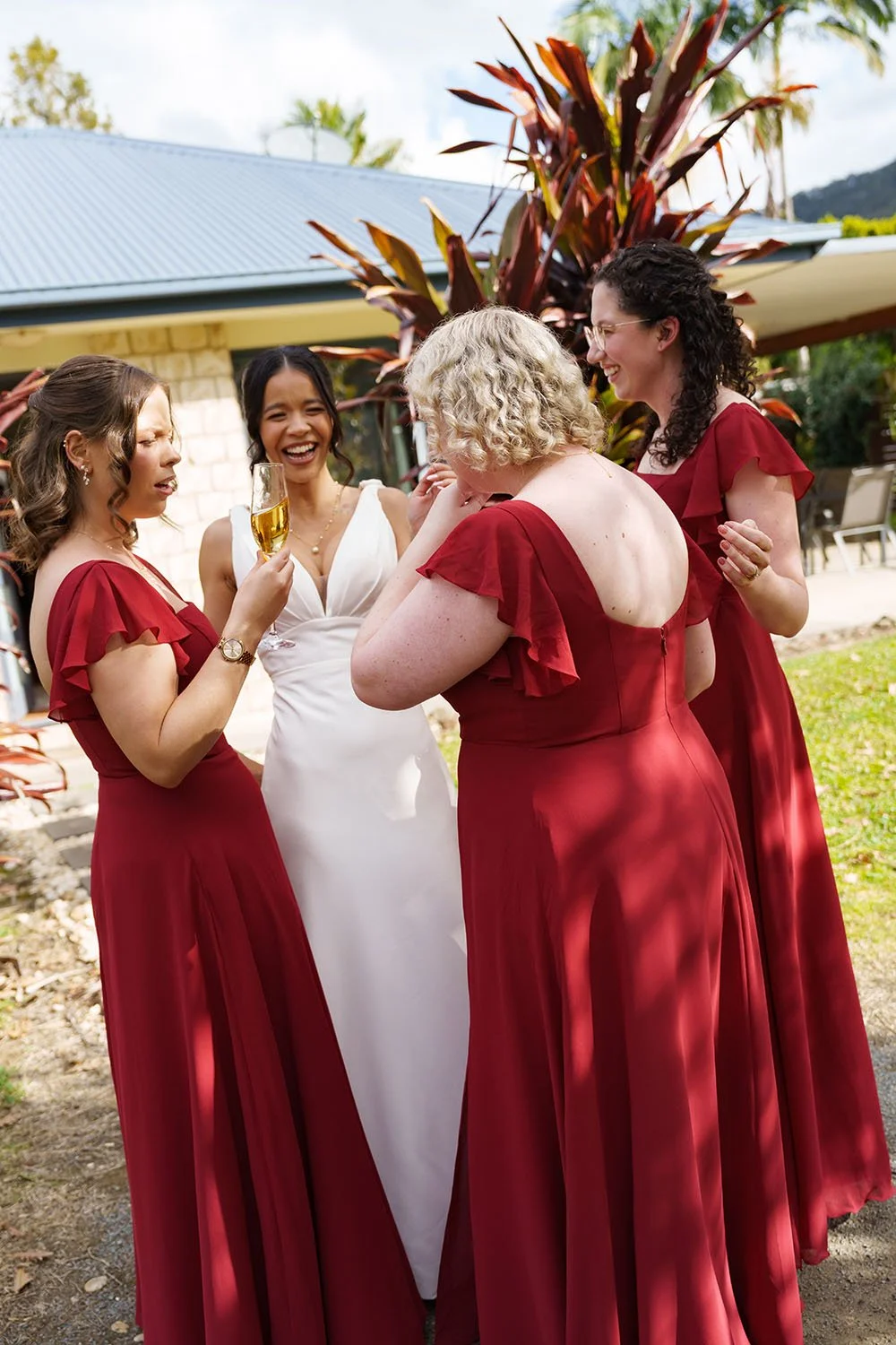 maid of honour Mel confused face like why Jasmin drinking her champagne