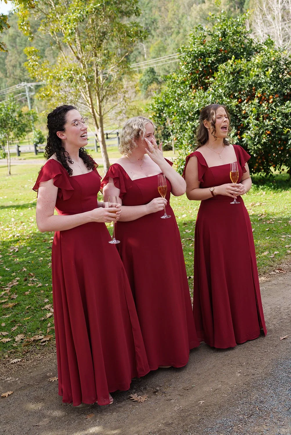 brides mates are crying