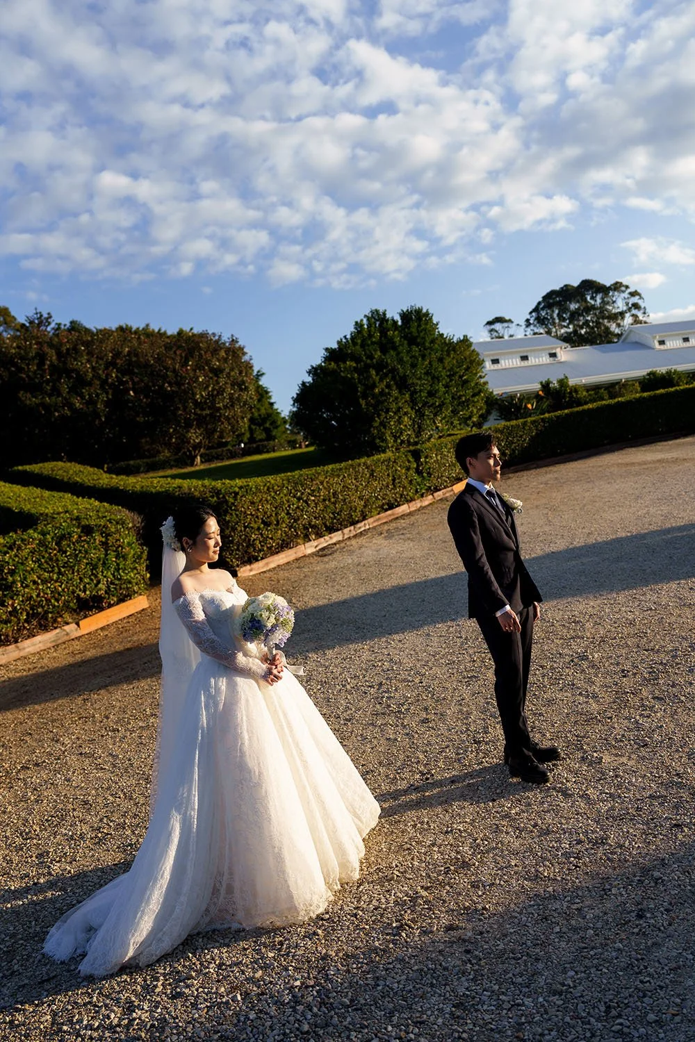 Lisa and Michael standing three steps away from each other