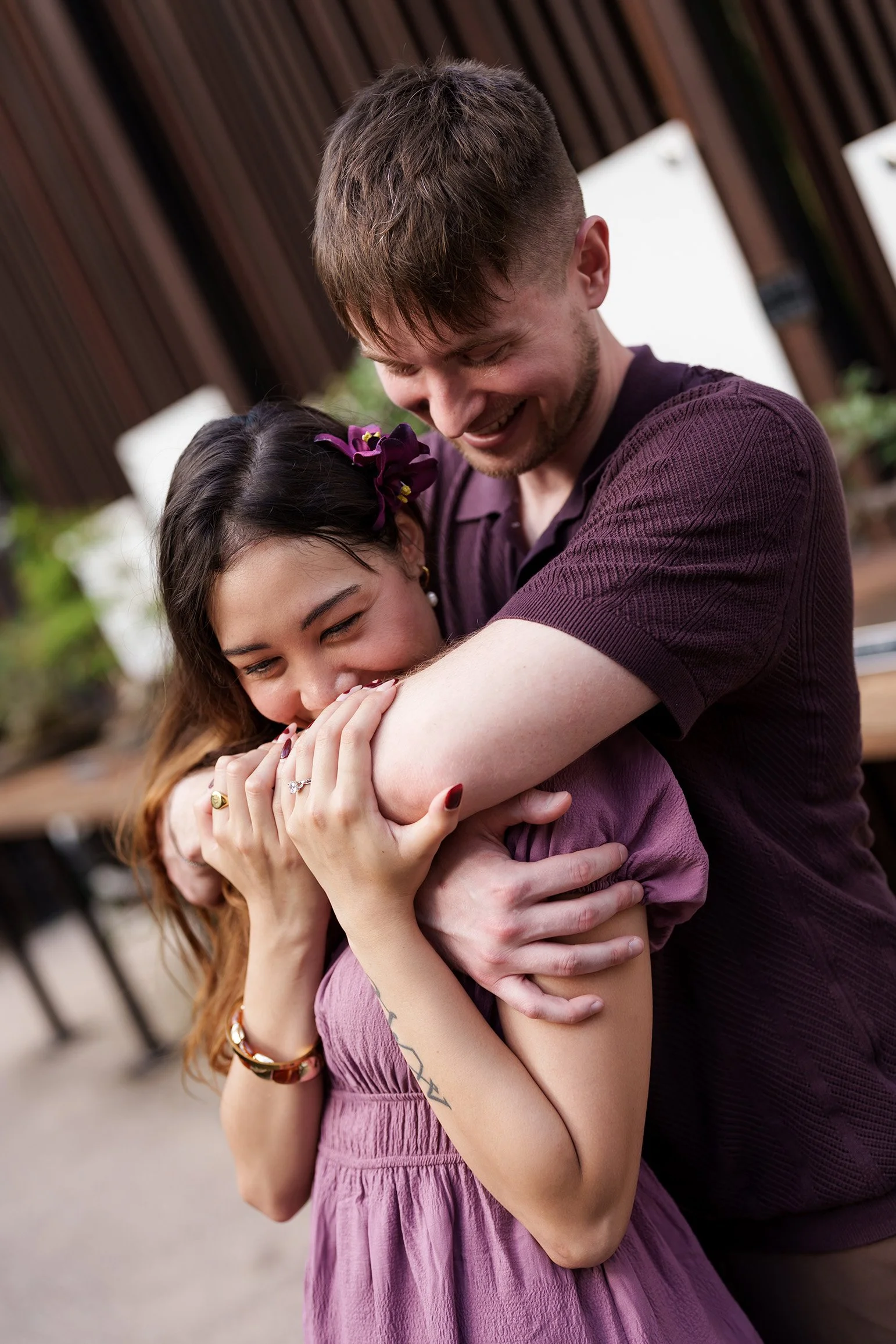 Ruby smell kissing Kyle's front arm