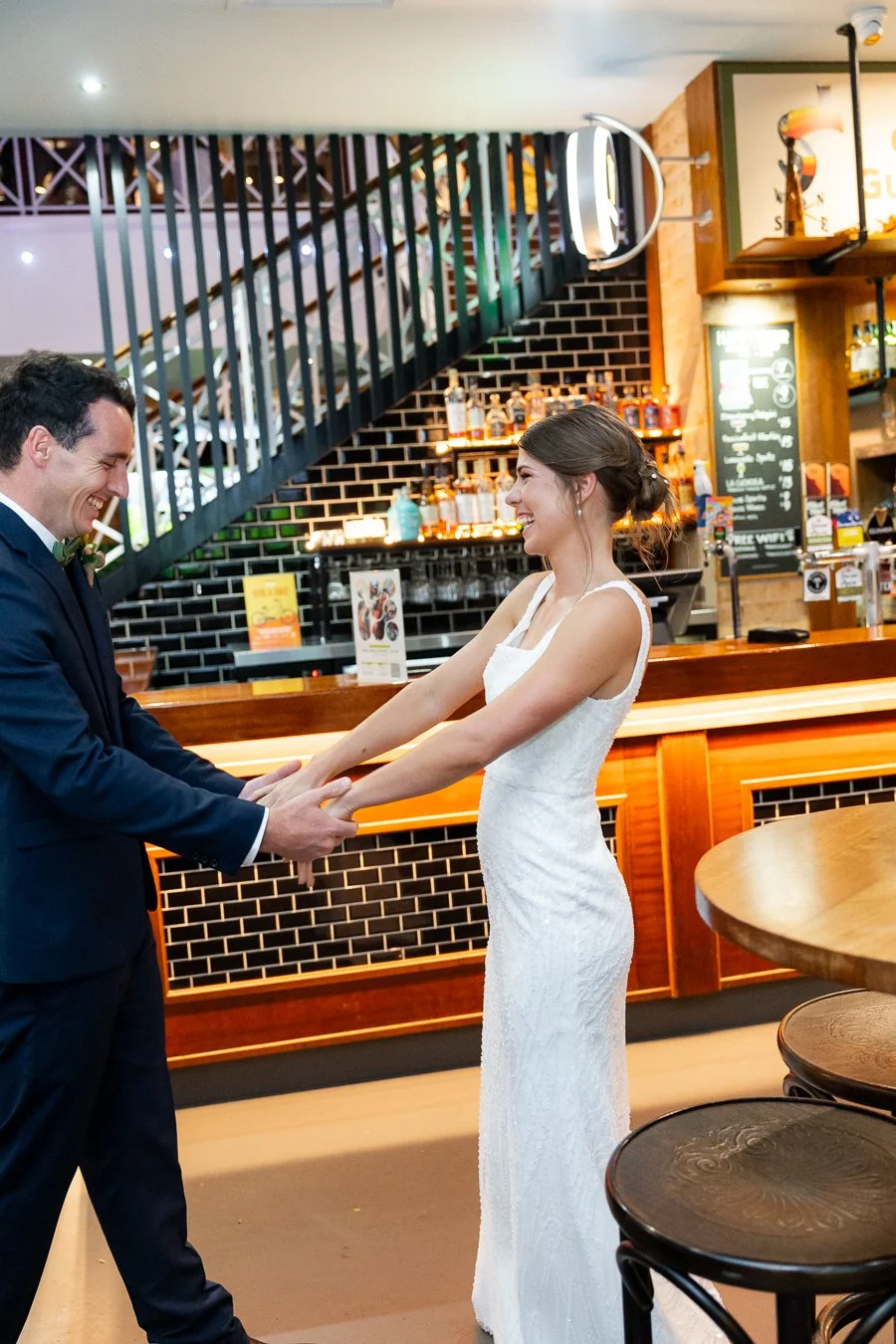 Sonya and Giordan hands holding after Giordan see Sonya changed to her second dress