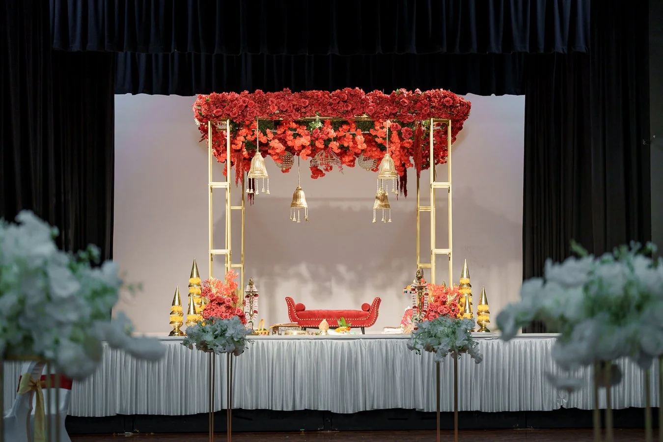 Amrita and Casey's decor, flower arch