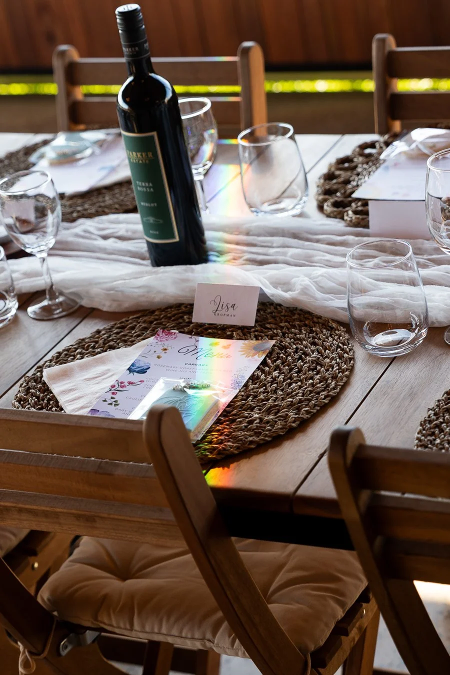 rainbow colour on the reception menu