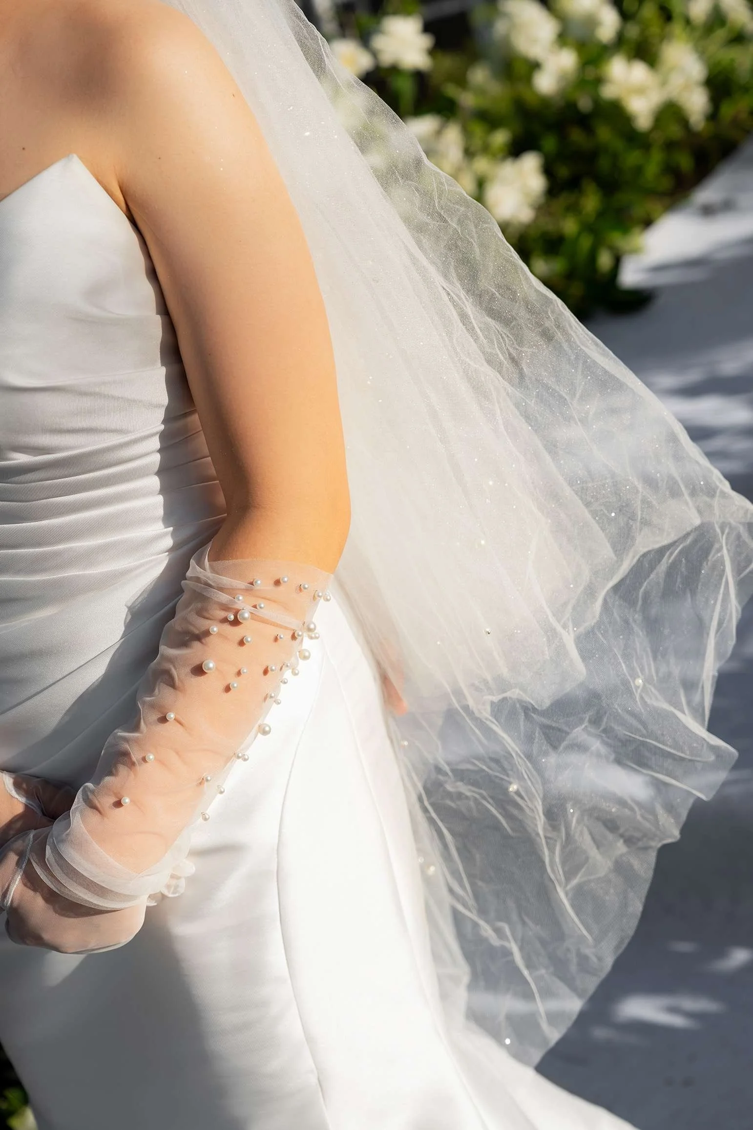 bride Wendy's arm in sunlight