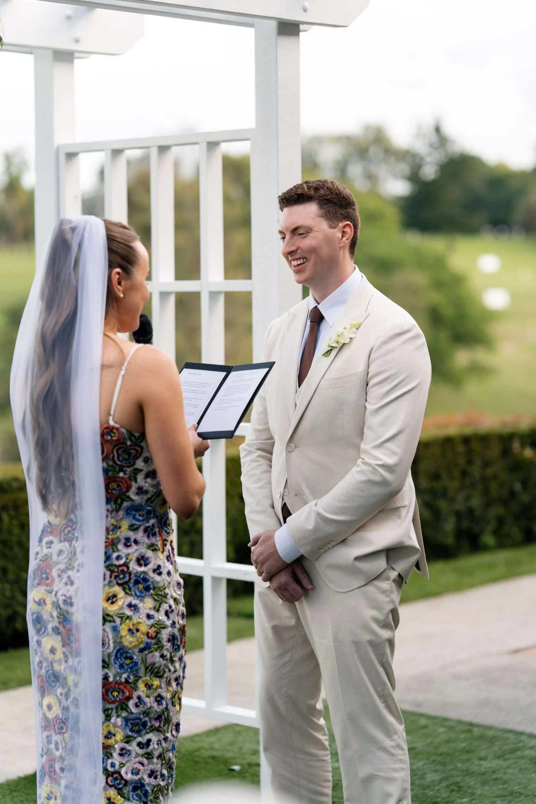 groom Jack look at into bride's eyes when making her vows