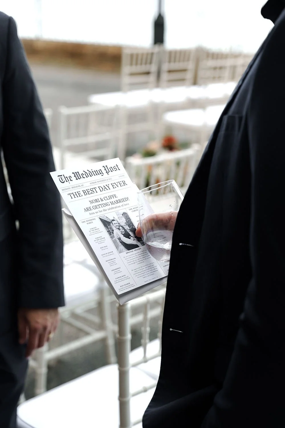 Cliffe and Nori's invitation newspaper