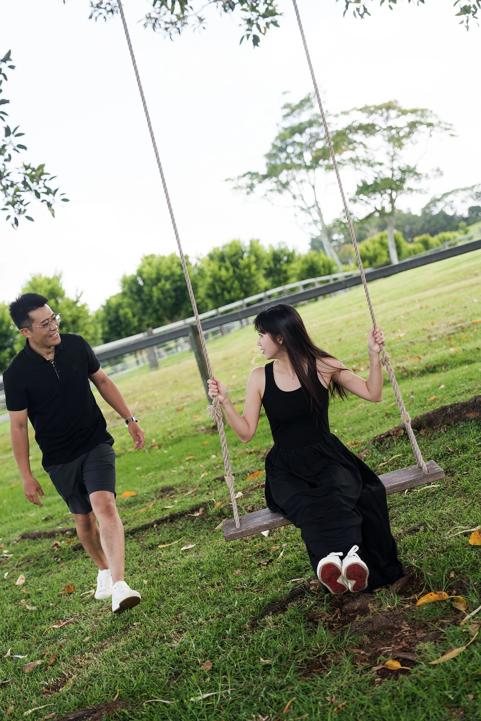 Rennie sitting on a swing look at Brain